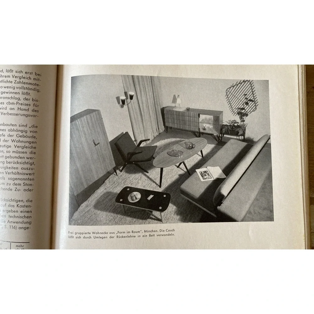 Vintage German HC book Modernes Wohnen Modern Living mid cent modern design 1954